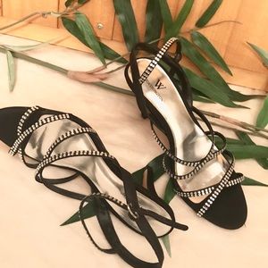 Worthington Black Strappy Jewels Heels